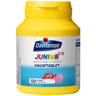 Davitamon Junior 3  Kauw Vitamines Framboos 2x120KTB