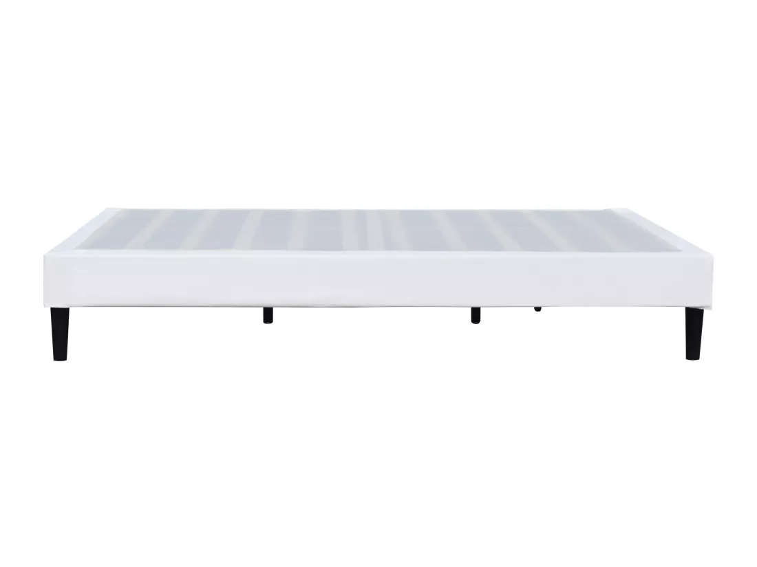 Sommier 160x200 cm déhoussable avec pieds 20 cm et 2x13 lattes revêtement PVC blanc