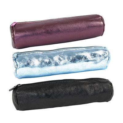 Trousse ronde Oxford - 1 compartiment - cuir irisé - disponible dans différentes couleurs