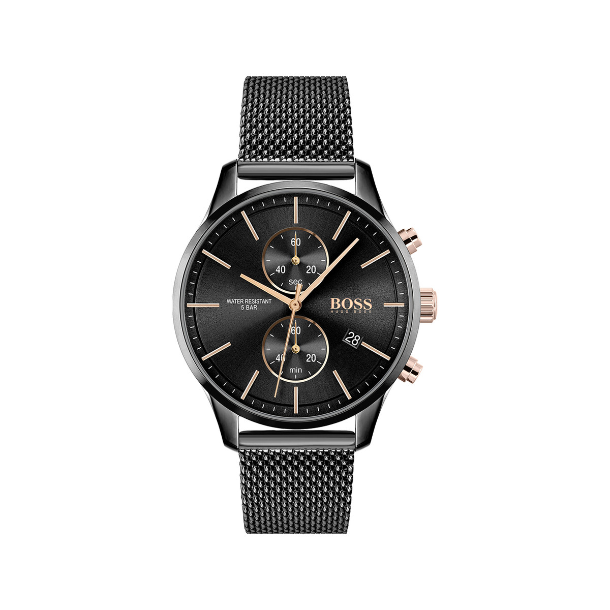 Montre Boss homme chronographe acier noir