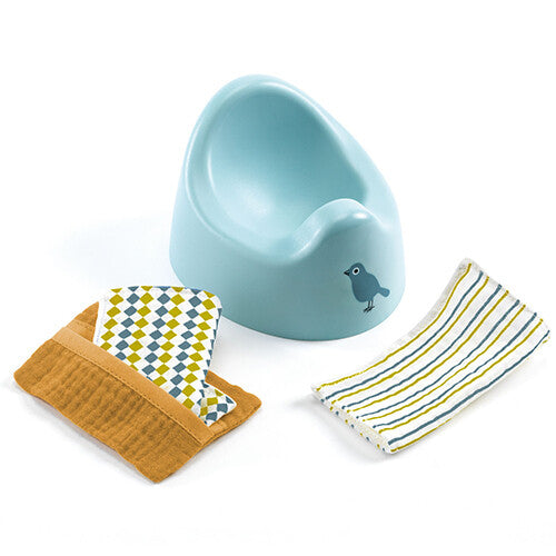 Djeco poppenpotje met babydoekjes pomea - 36 cm