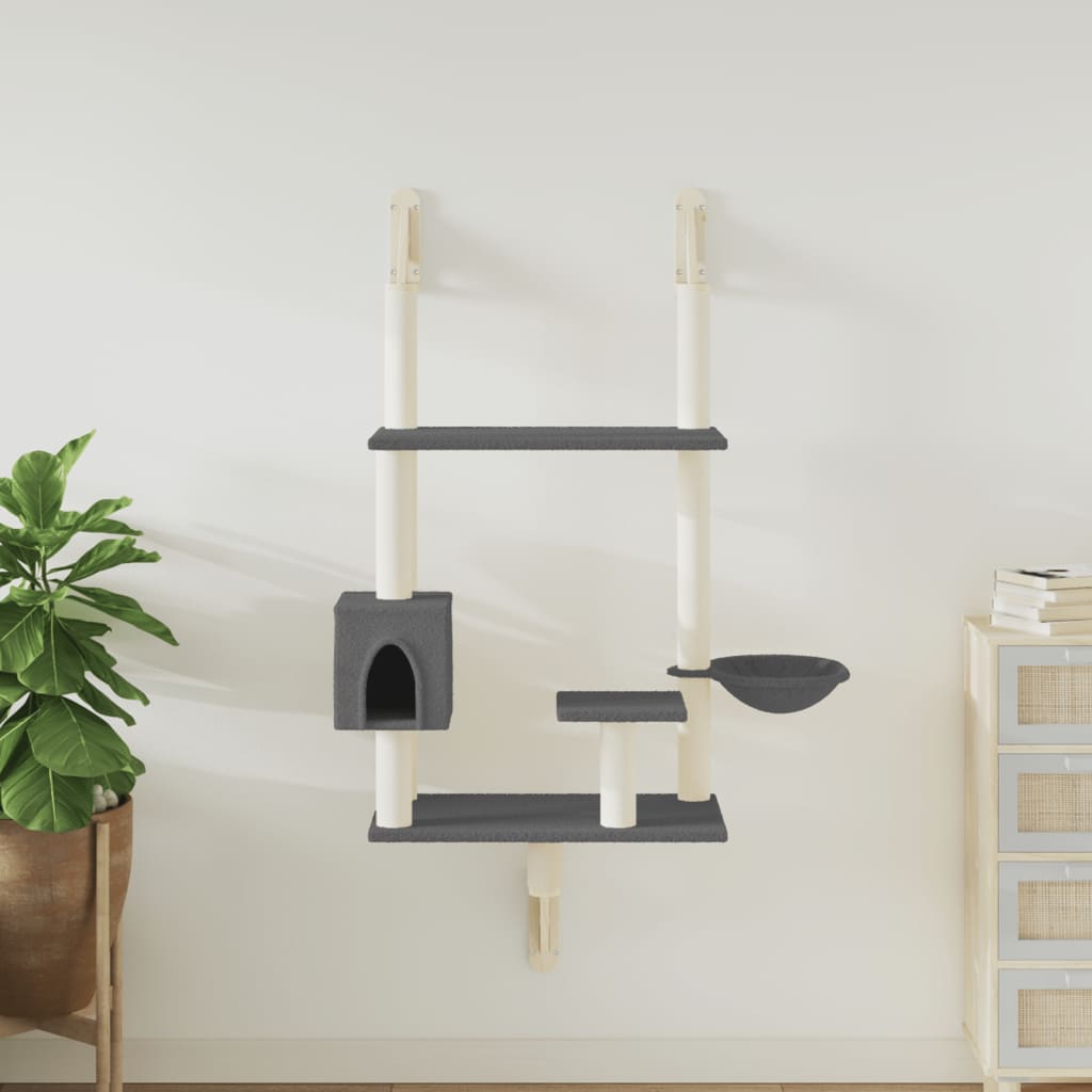 Arranhador de parede para gatos vidaXL, cinza escuro, 153 cm