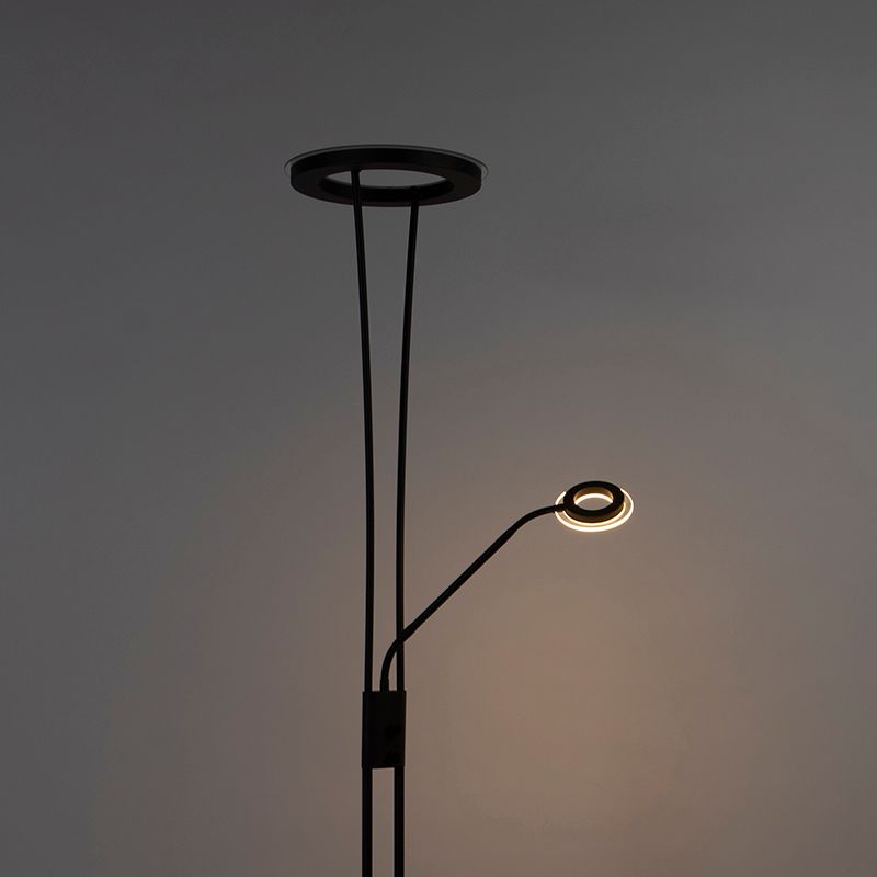 Moderne vloerlamp zwart incl. LED met leesarm - Divine