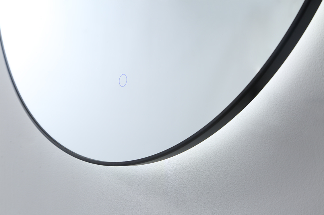 Lambini Designs Rodo ronde spiegel 80cm met indirecte dimbare verlichting zwart mat