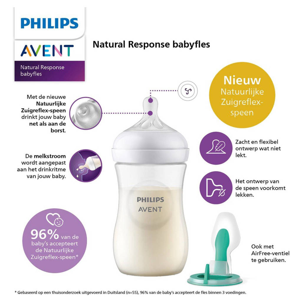 Voorkeur voor oude speenNatural Response babyfles roze - 260 ml (1 fles)