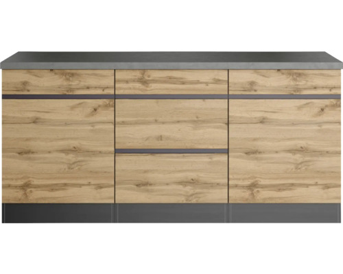 Held Furniture onderkast met lade en draaideur PISA BxDxH 180x60x86 cm wild eiken mat gedemonteerd scharnier omkeerbaar (links of rechts te monteren)
