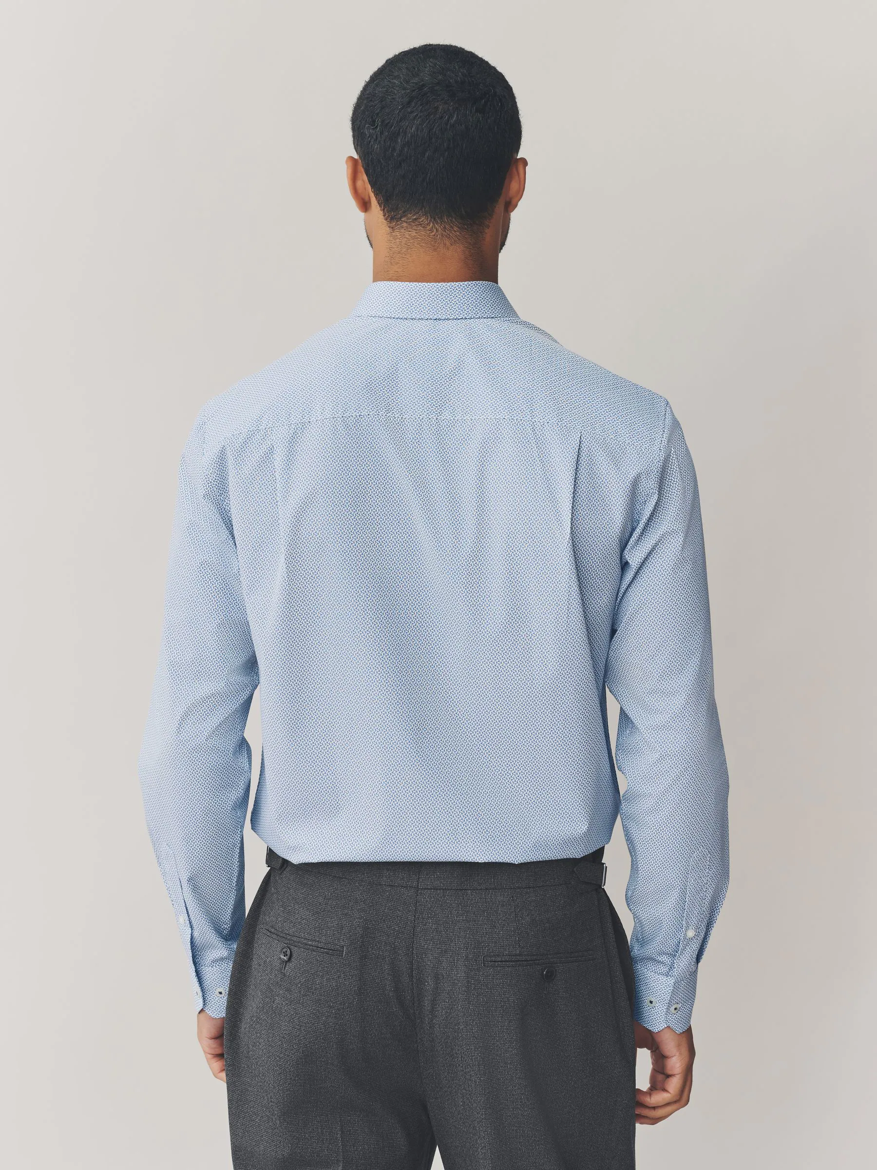 Marineblauw - Normale Pasvorm - Katoen Blend smart overhemd, Stropdas en Pochet Set