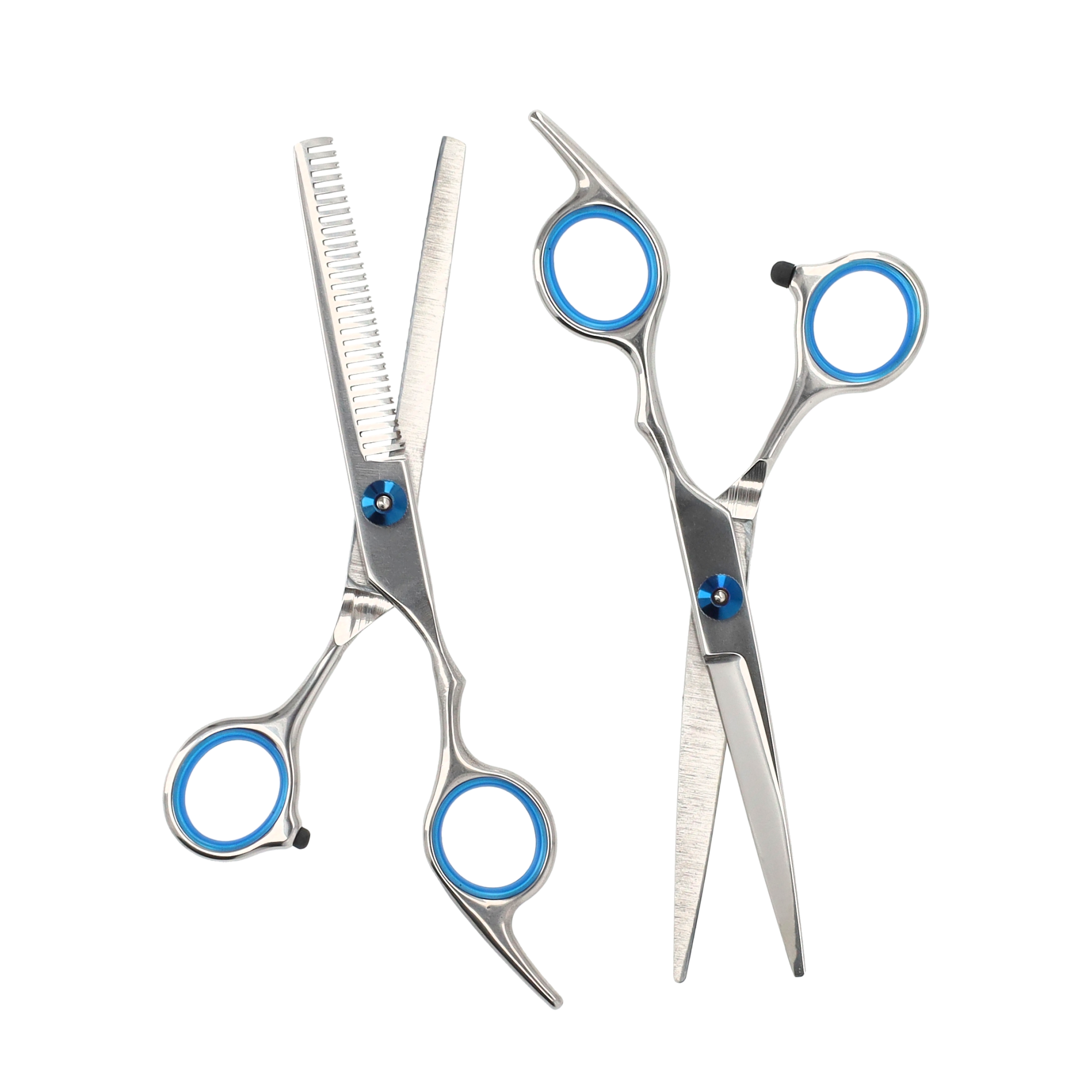 (7-tlg. Set) Coiffeur Haarschneide Scheren Friseur Set mit Ausdünnschere - Silber