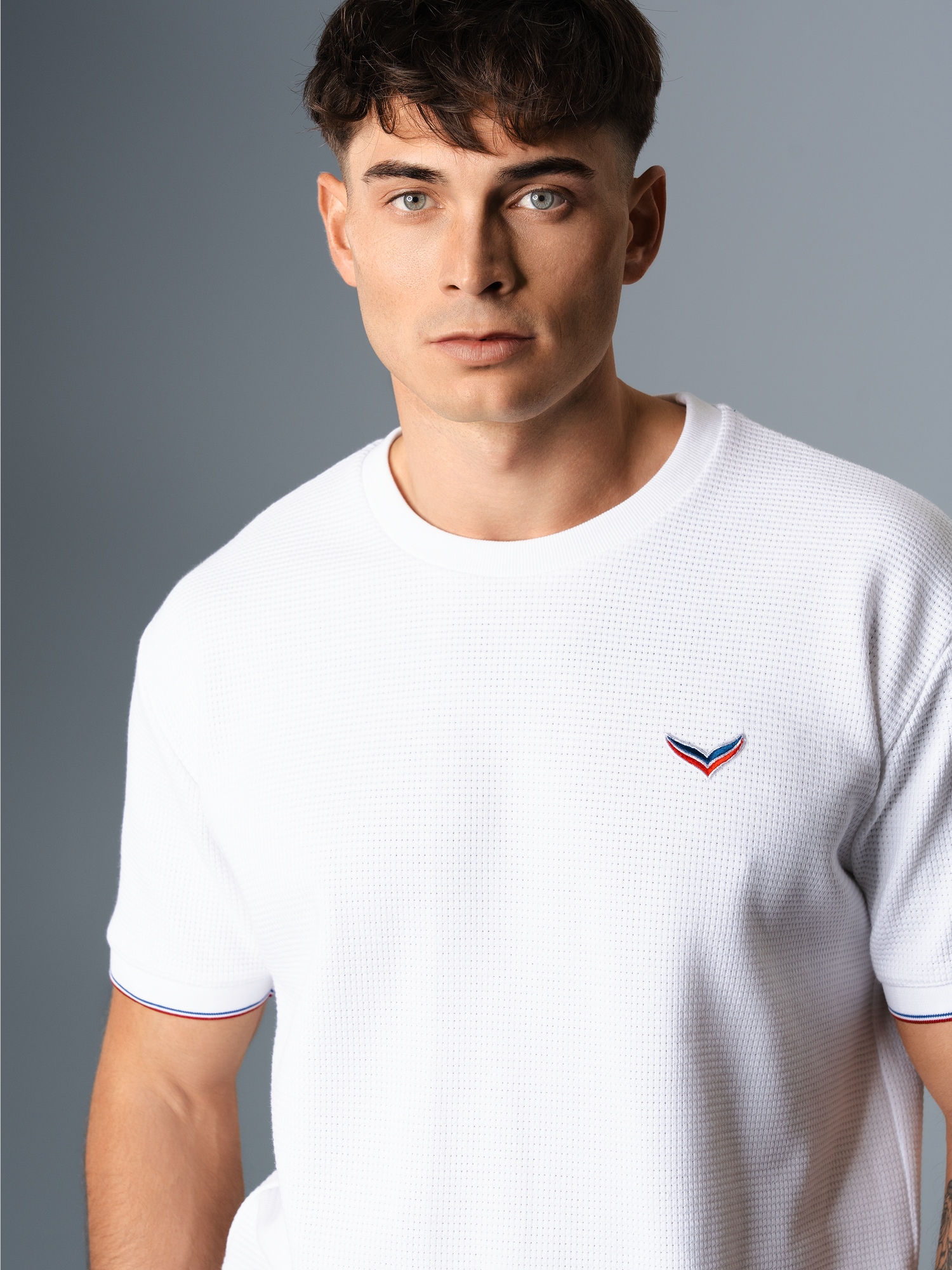 Oversized T-Shirt in Waffeloptik Weiss
