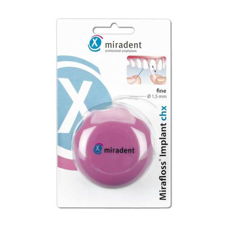 Miradent Zahnseide Mirafloss Implant chx fine, 50X15 cm