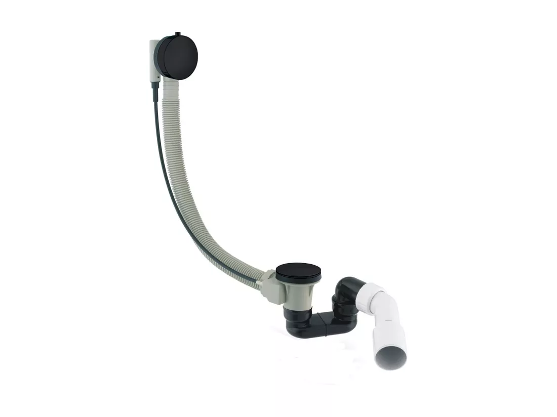 Ensemble de vidange de baignoire avec bonde extra-plat en laiton - Noir mat