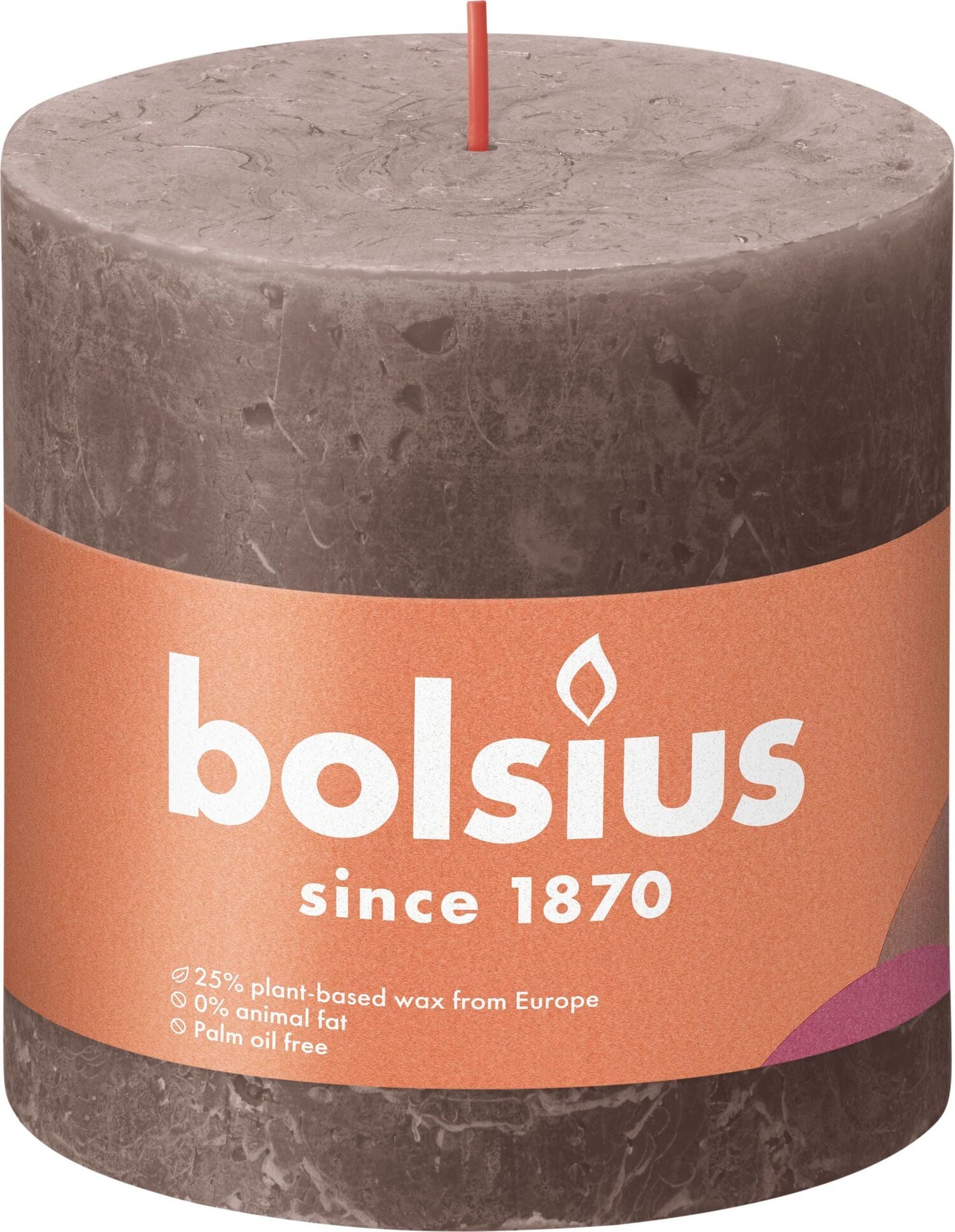 Bolsius stompkaars Rustiek Shine taupe 62 uur D 10 H 10 cm