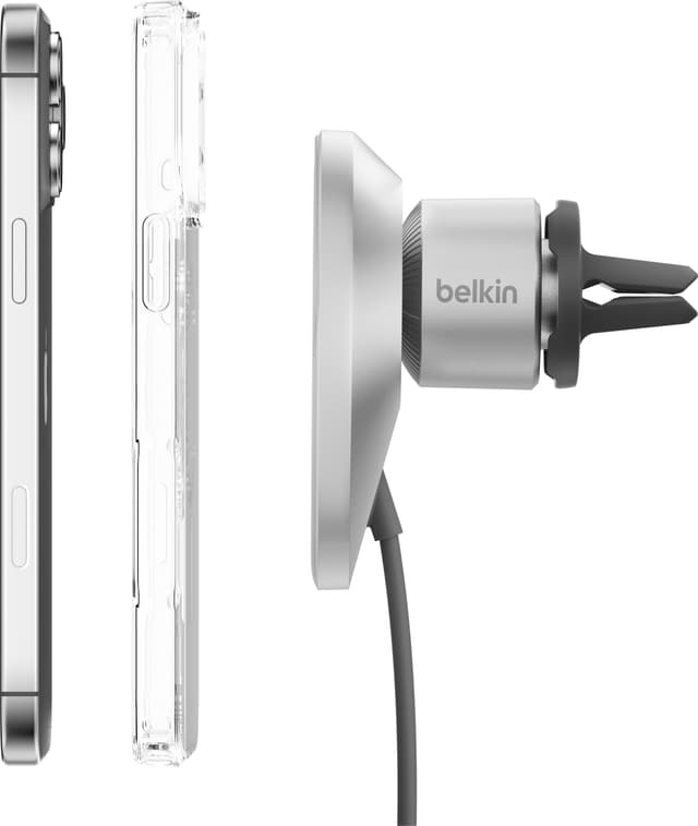 Belkin BoostCharge Pro Qi2 15W magnetisk biloplader (hvid)