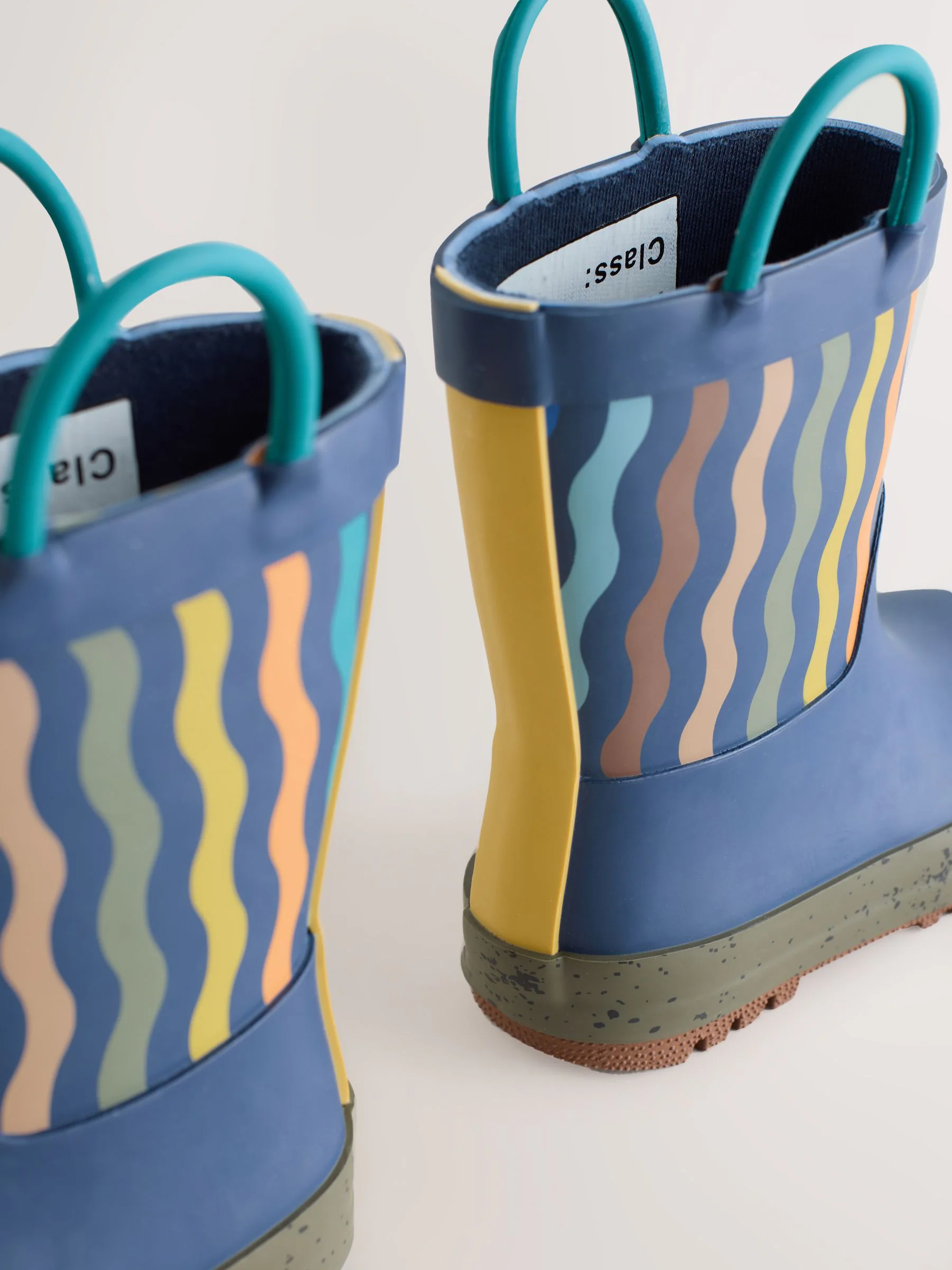 Blauw-marineblauw gestreept - Aantreklaarzen met handvat
