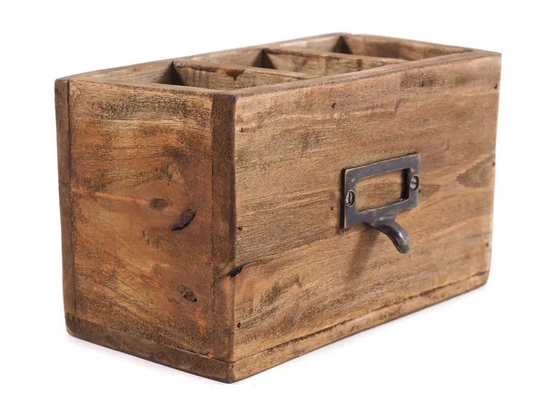 ORGANISATEUR BOÎTE 18 19x12x10 cm bois massif en acajou couleurs naturelles