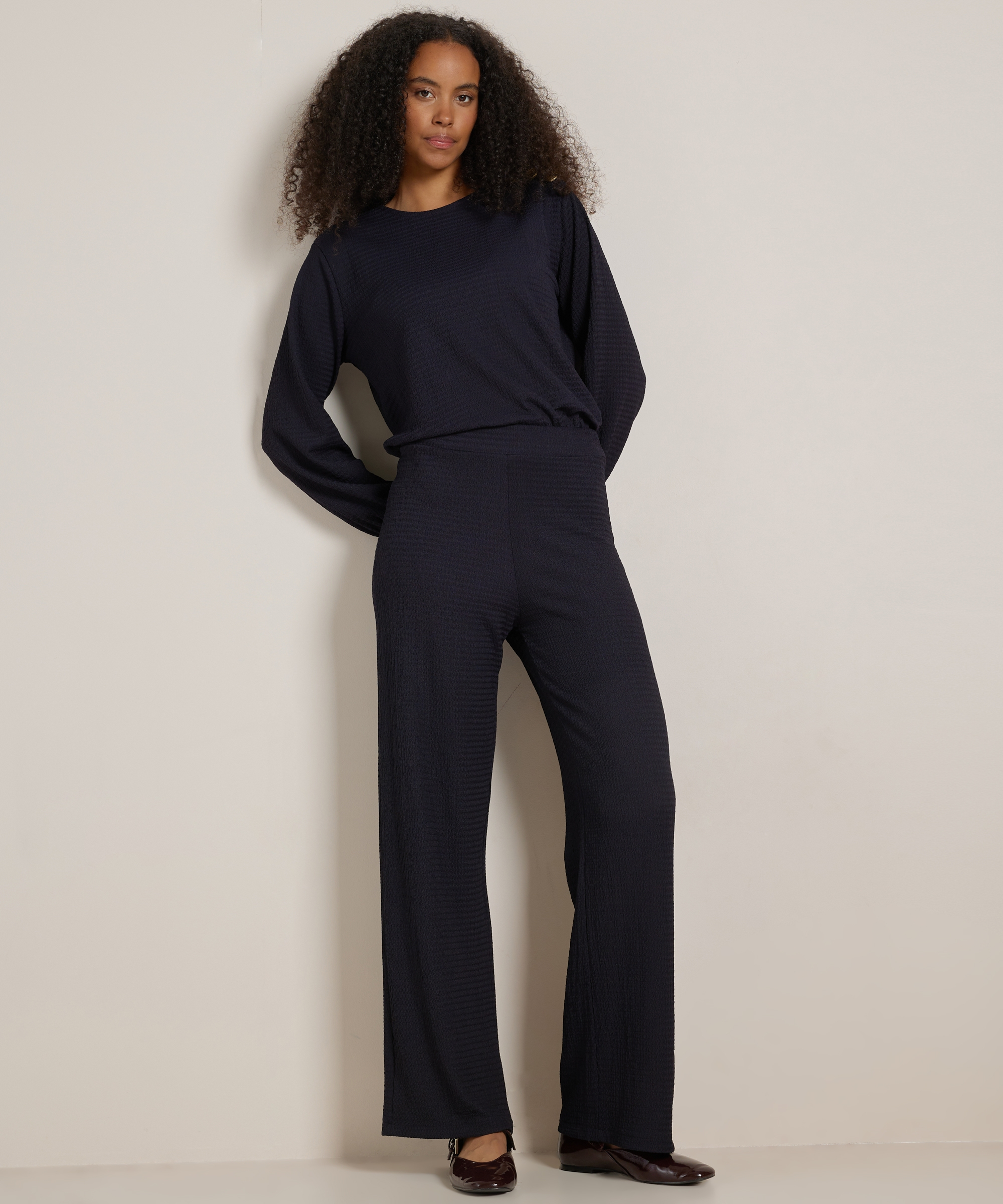 wide fit broek met structuur