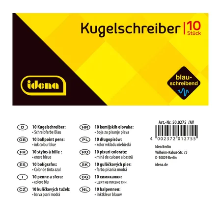 Idena Druckkugelschreiber-Set, 10 Stück, transluzente Farben