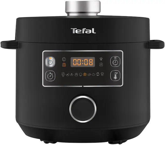 Tefal Multikocher »Turbo Cuisine inkl. Dampfgareinsatz, Messbecher, Reislöffel und Kelle« elektr. Schnellkochtopf, 10 aut. Programme, 1-Knopf-Bedienung, CY7548