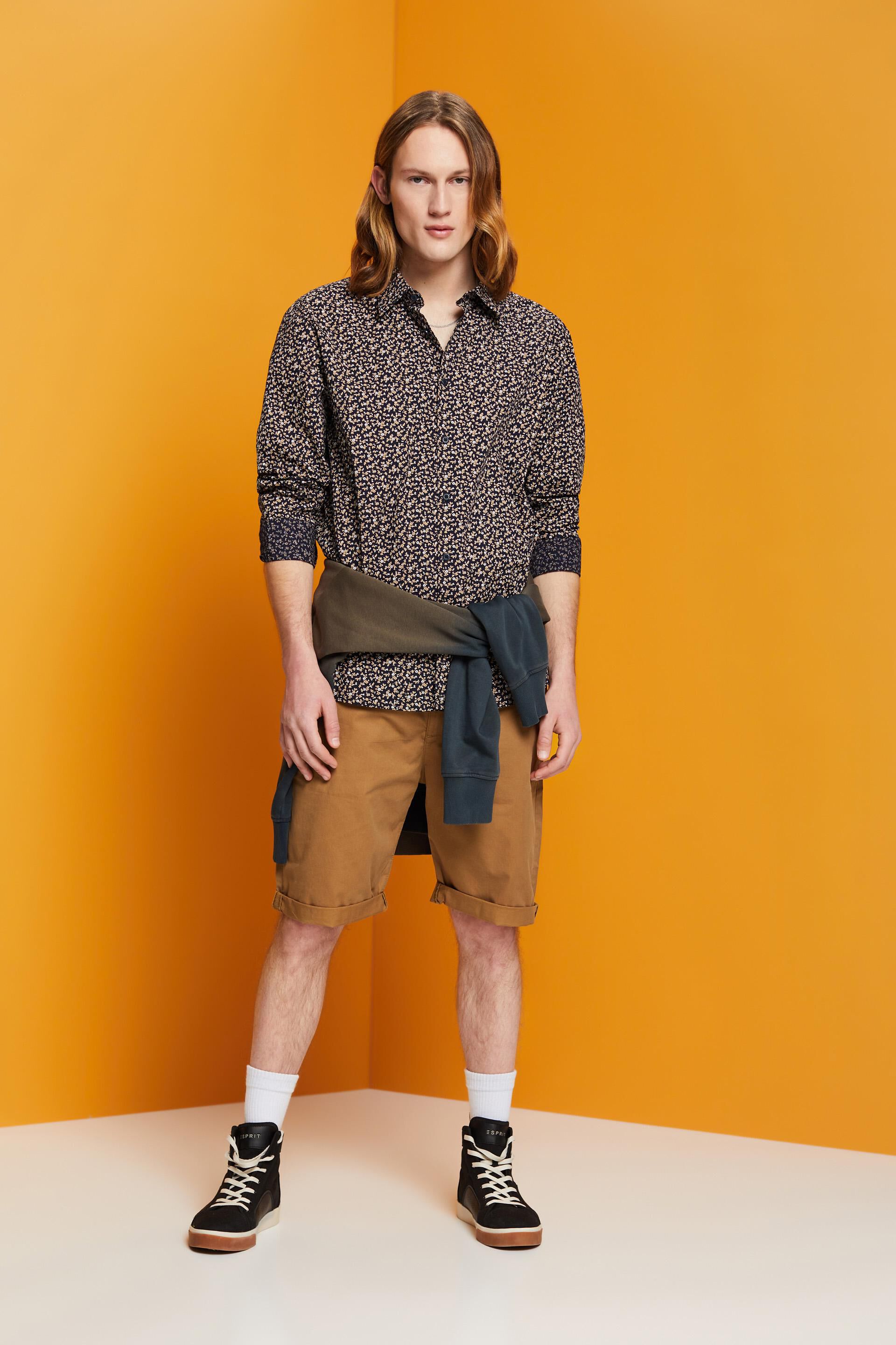 Chemise en coton à motif de coupe Slim Fit