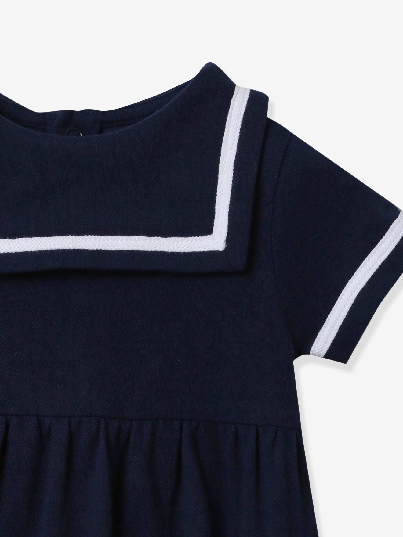 Vestido de malha piqué de algodão orgânico para bebê