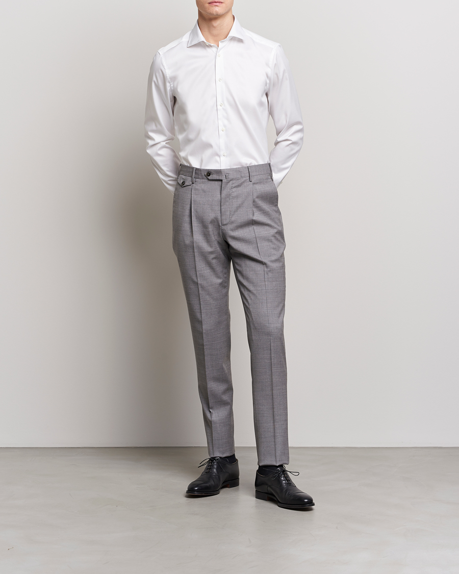 Stenströms Fitted Body Twofold Stretch Shirt White