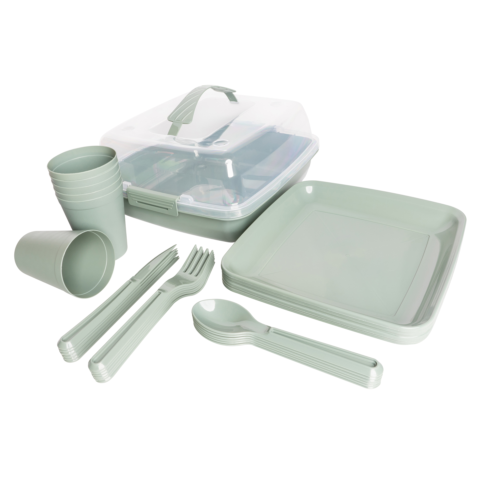 Picknick-Set - grün - wiederverwendbar - 32-teilig
