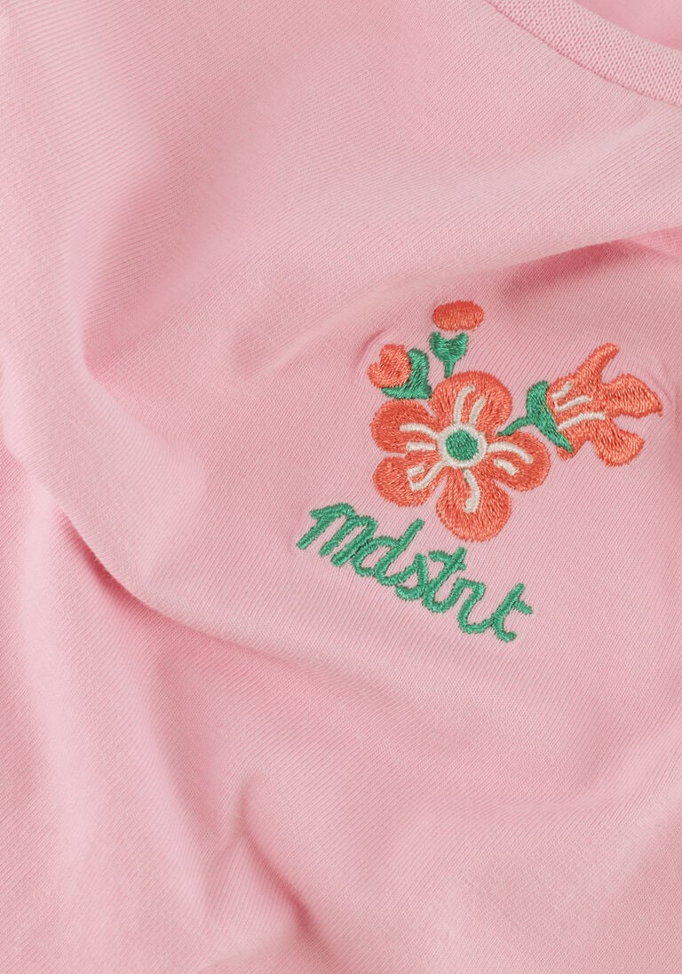 MOODSTREET roze moodstreet t-shirt t-shirt with fancy sleeve and embroidery