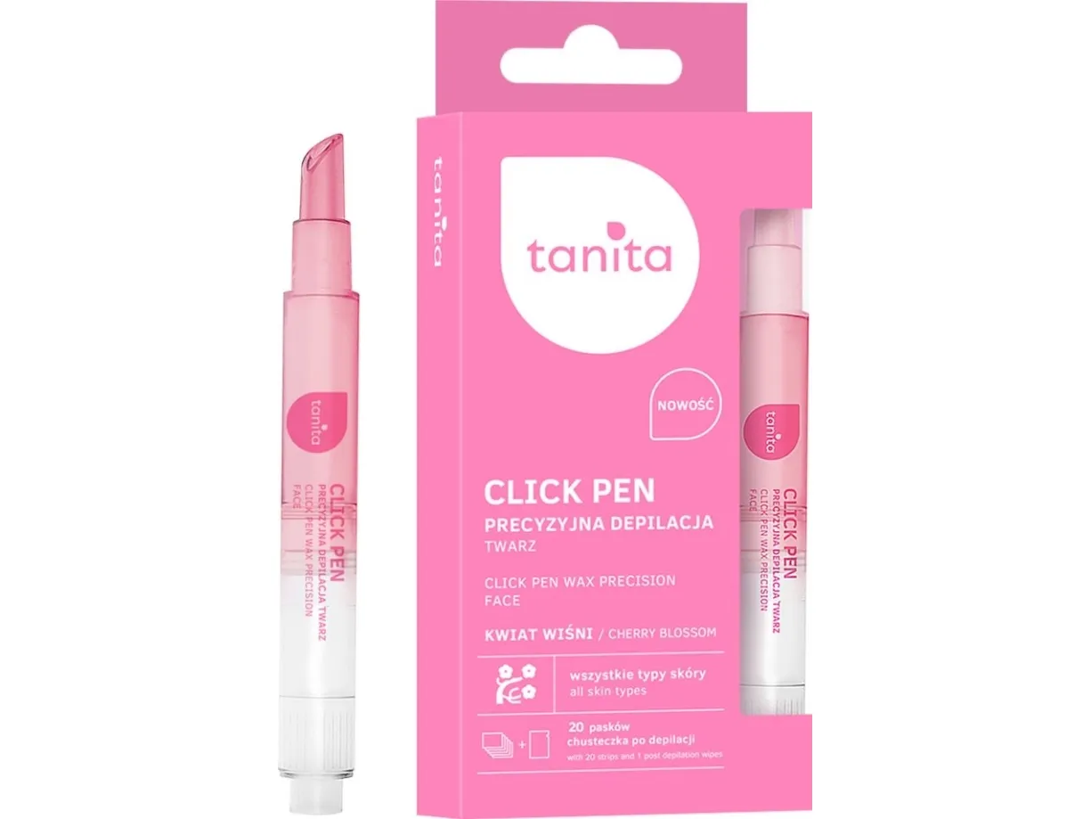 Tanita Click Pen Wax applicator for precision facial hair removal Cherry Blossom 3.6ml