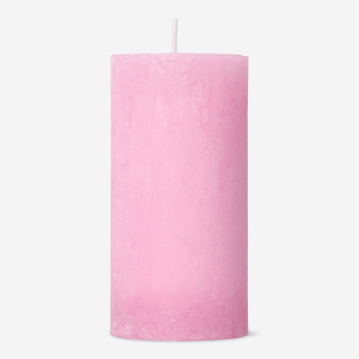 Lyserødt rustikt bloklys - 12 cm