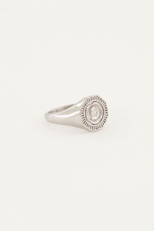 Vintage look zegelring met munt