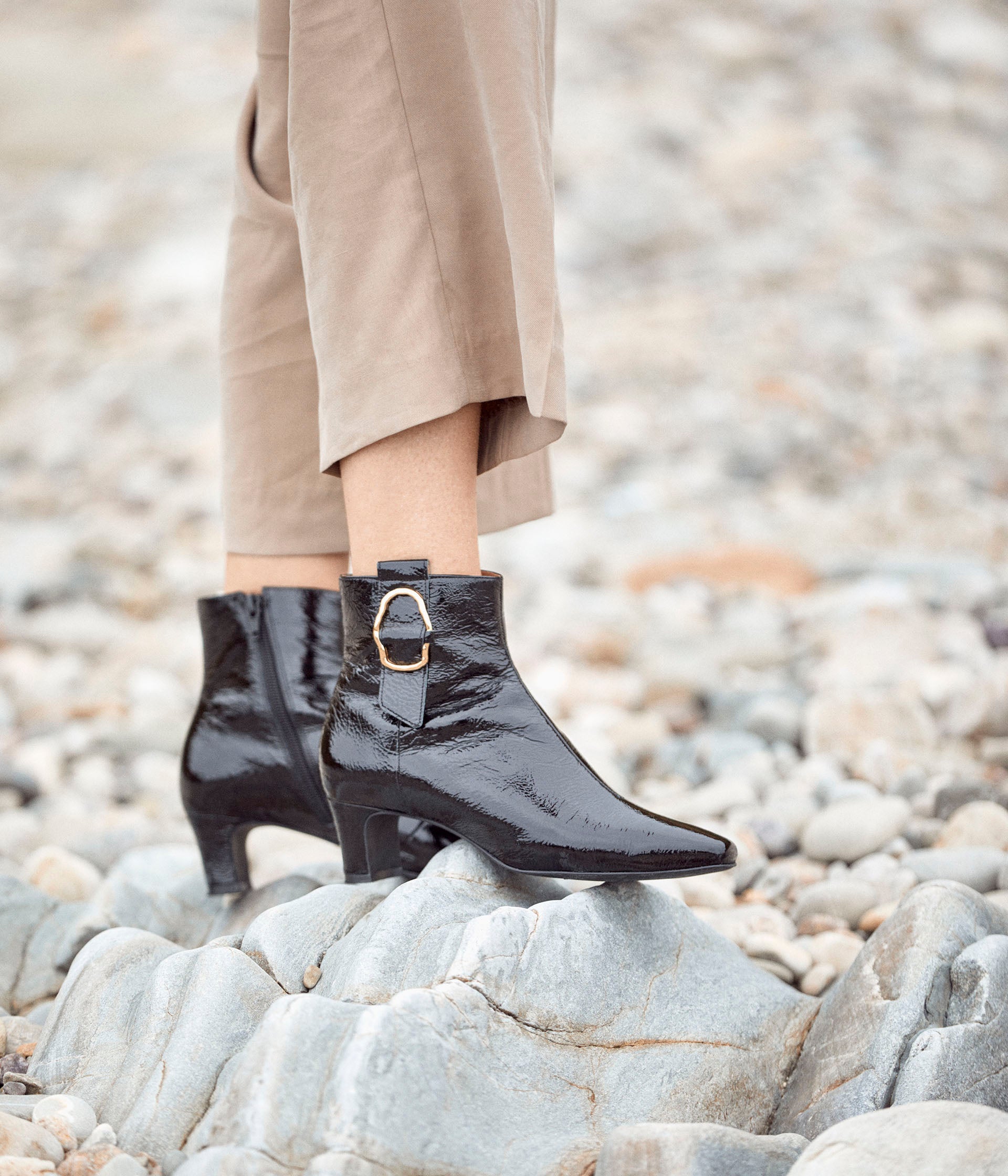 Bottines en cuir froissé Bonnie