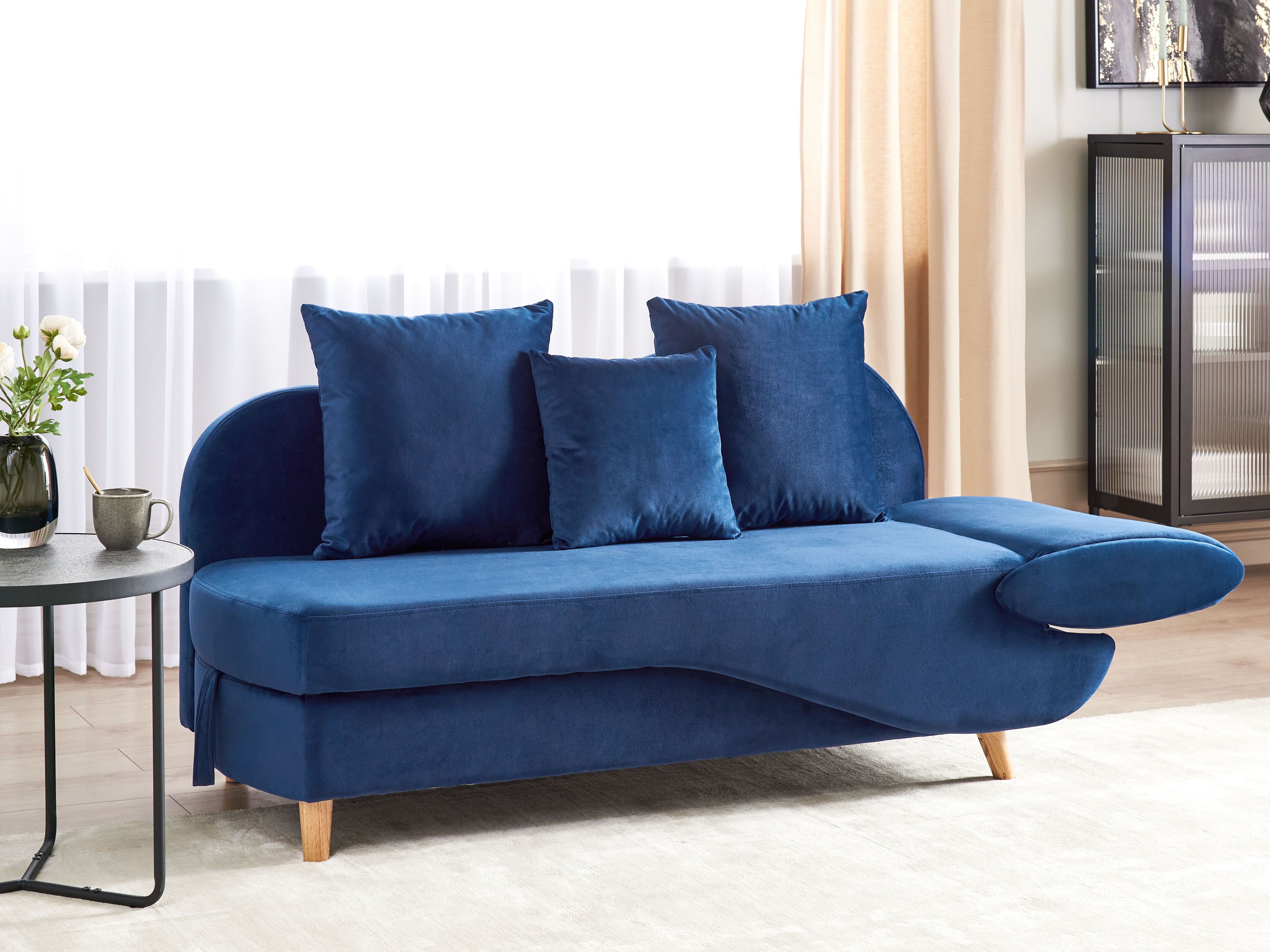 Rechtszijdige chaise longue MERI Fluweel Marineblauw met opbergruimte