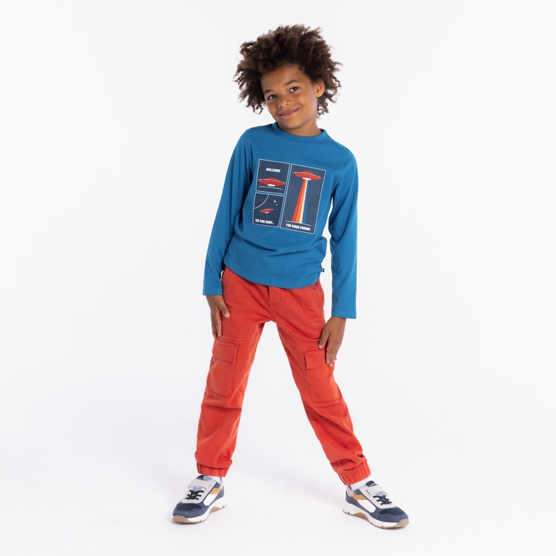 T-shirt manches longues thème espace bleu garçon