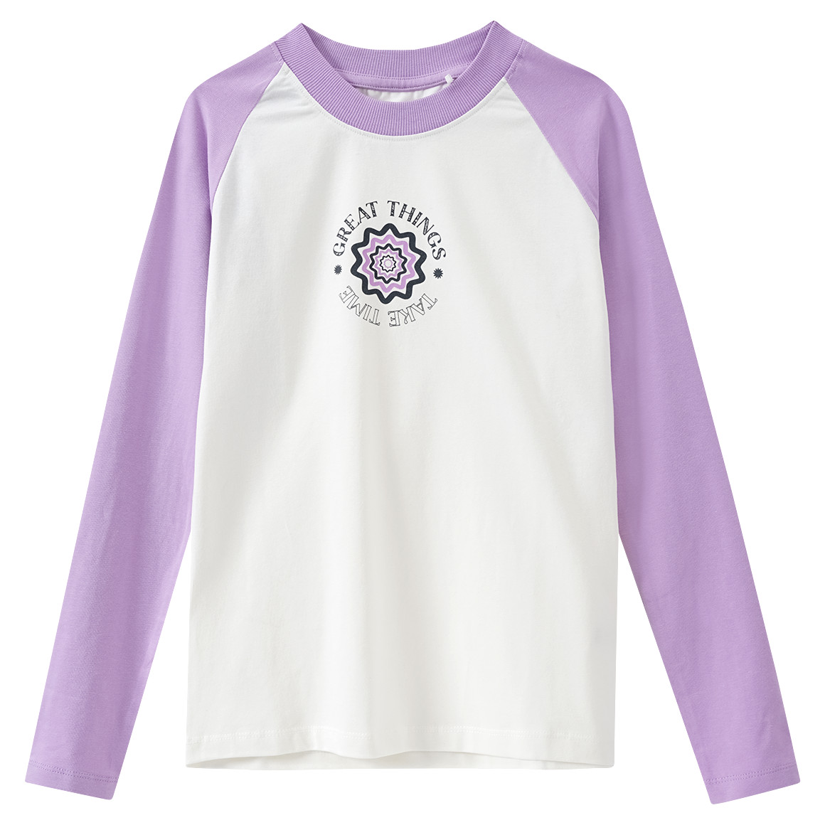Beatwear Mädchen Langarmshirt mit Raglanärmeln helllila / weiss