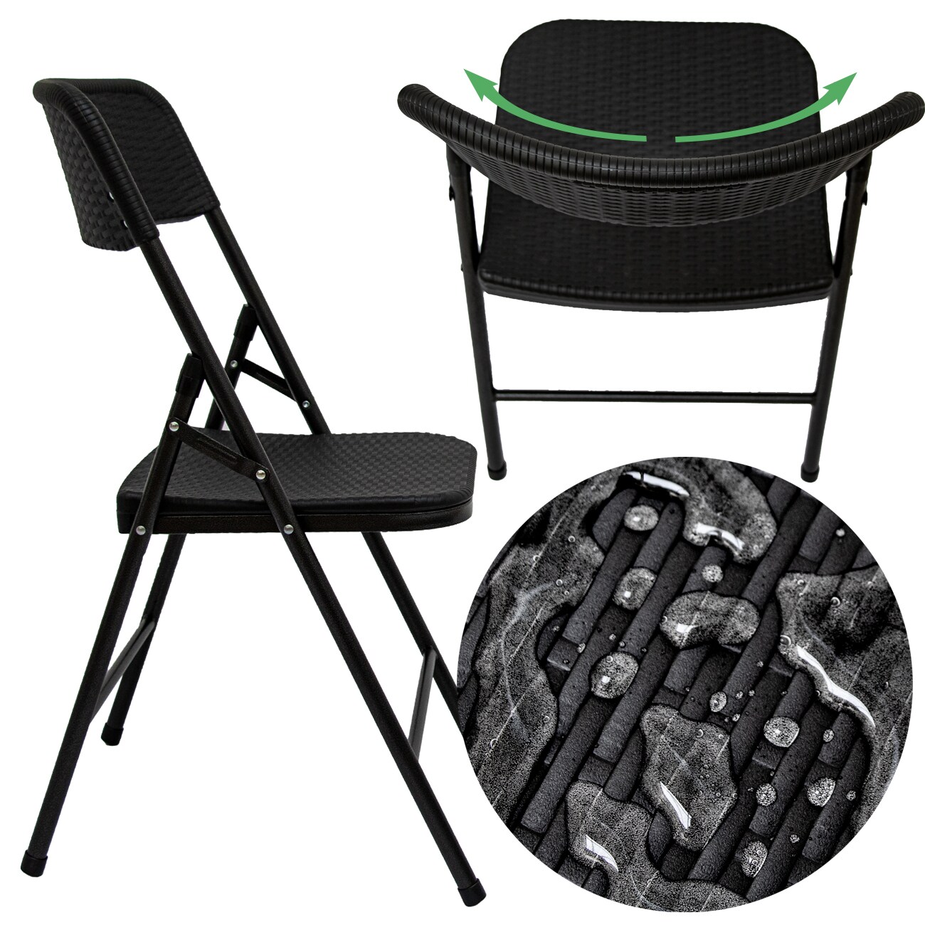 6 Klappstühle bis 150kg - 50x46x83,5 Balkonstuhl - Gartenstuhl in Rattan-Optik