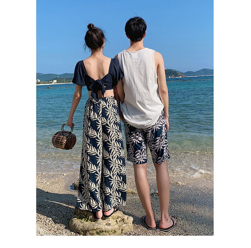 Salanghae - Koppel-matching tankinitop met korte mouwen / printbroek / shorts / set