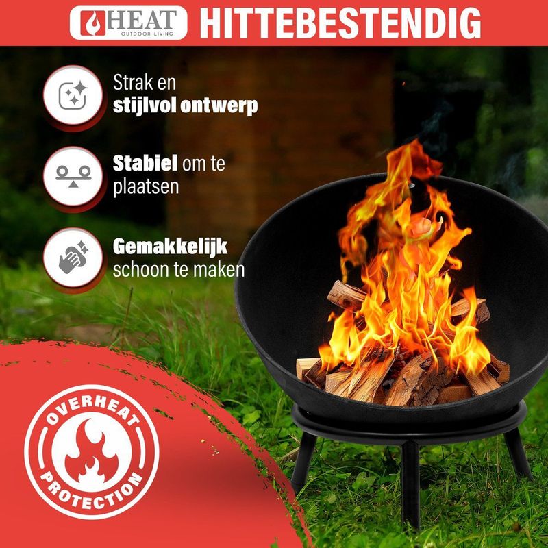 HEAT - Kappa - Vuurkorf - Zwart - Staal - Ronde Vuurkorf op Poten