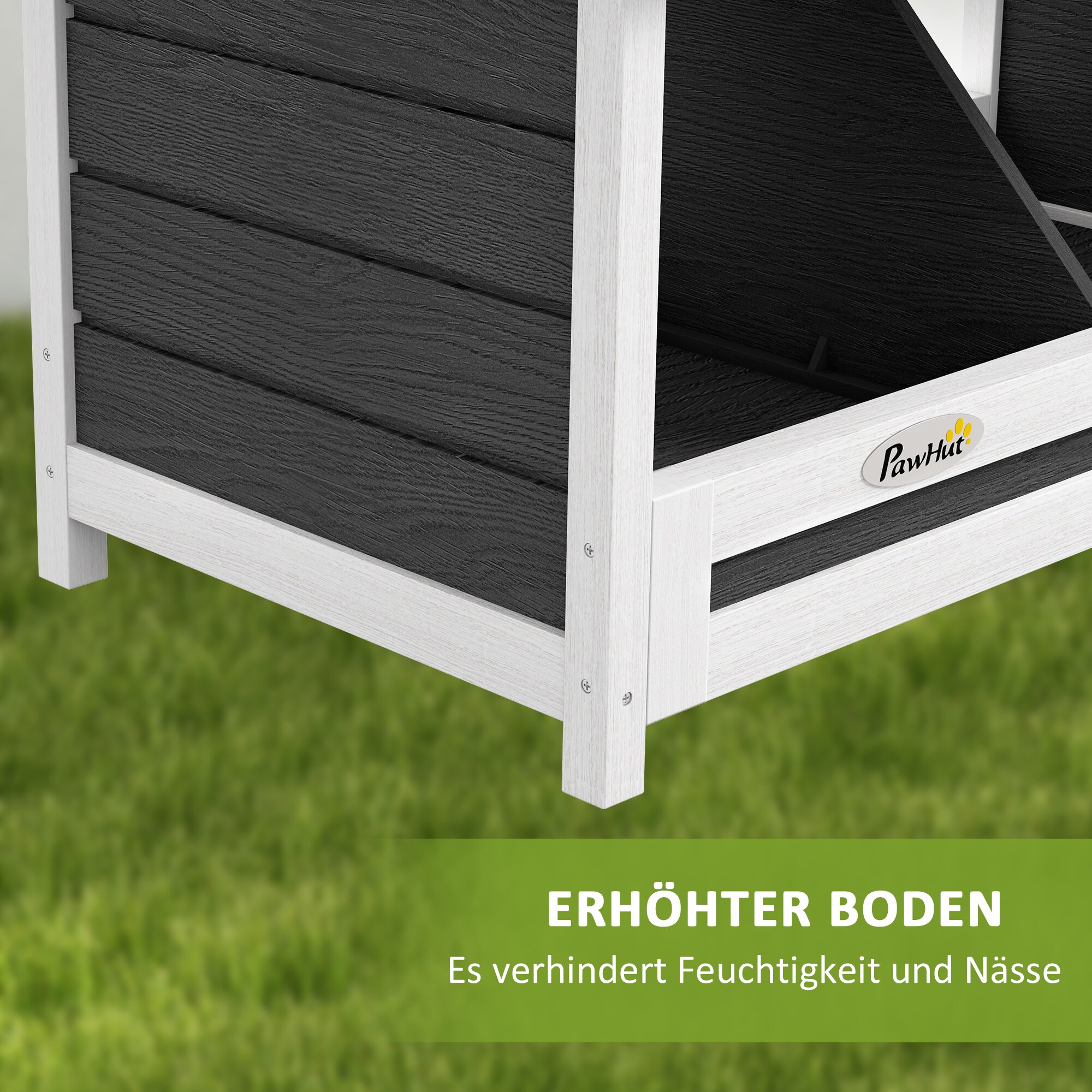 PawHut Nistkasten mit Platz für 2 Hühner schwarz 66L x 37B x 34H cm