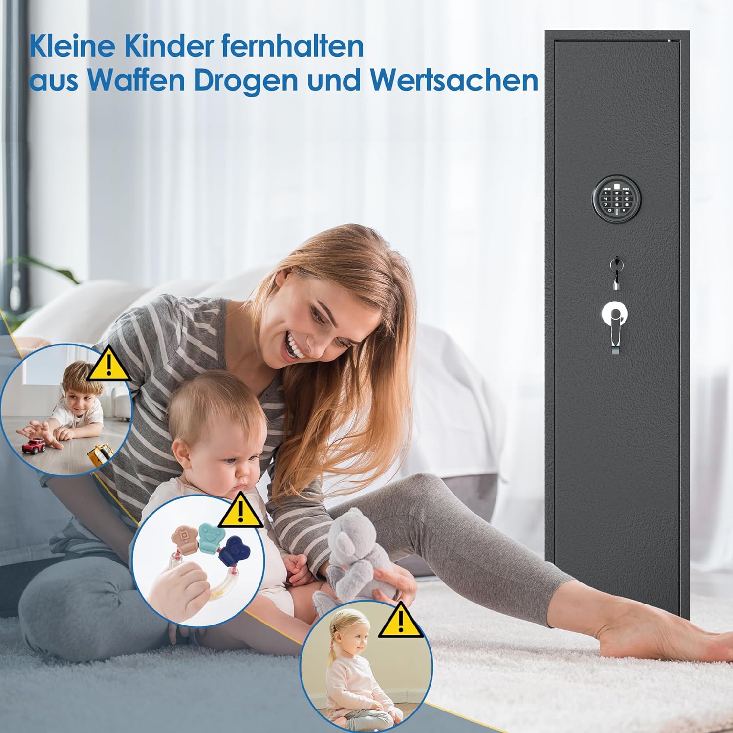 Waffenschrank für 4-5 Gewehre,Langwaffenschränke mit Elektronikschloss,normgerechte Waffenschränke für Langwaffen, Pistolen und Munition