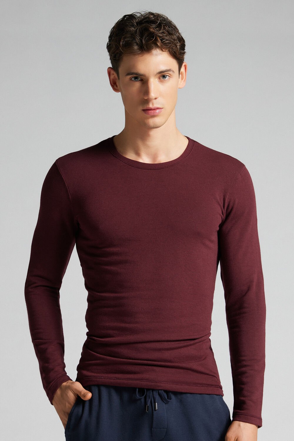 Blusa de manga comprida em modal e cashmere
