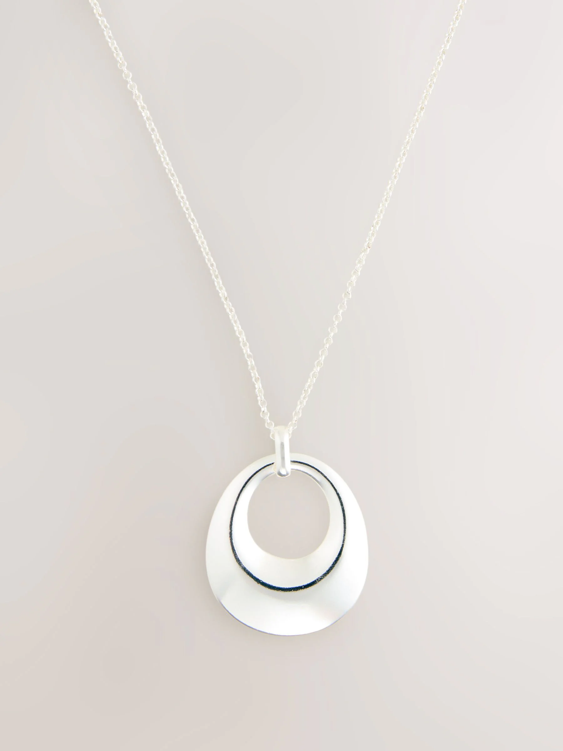 Zilverkleurig - Open Circle Drop Long Necklace