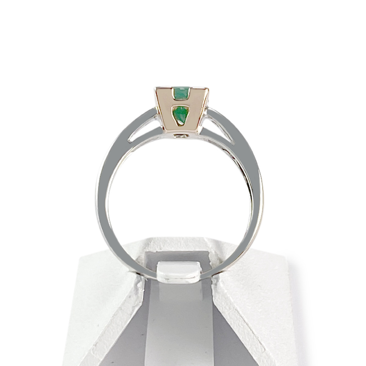 Bague d'occasion 2 ors 750 émeraudes diamants