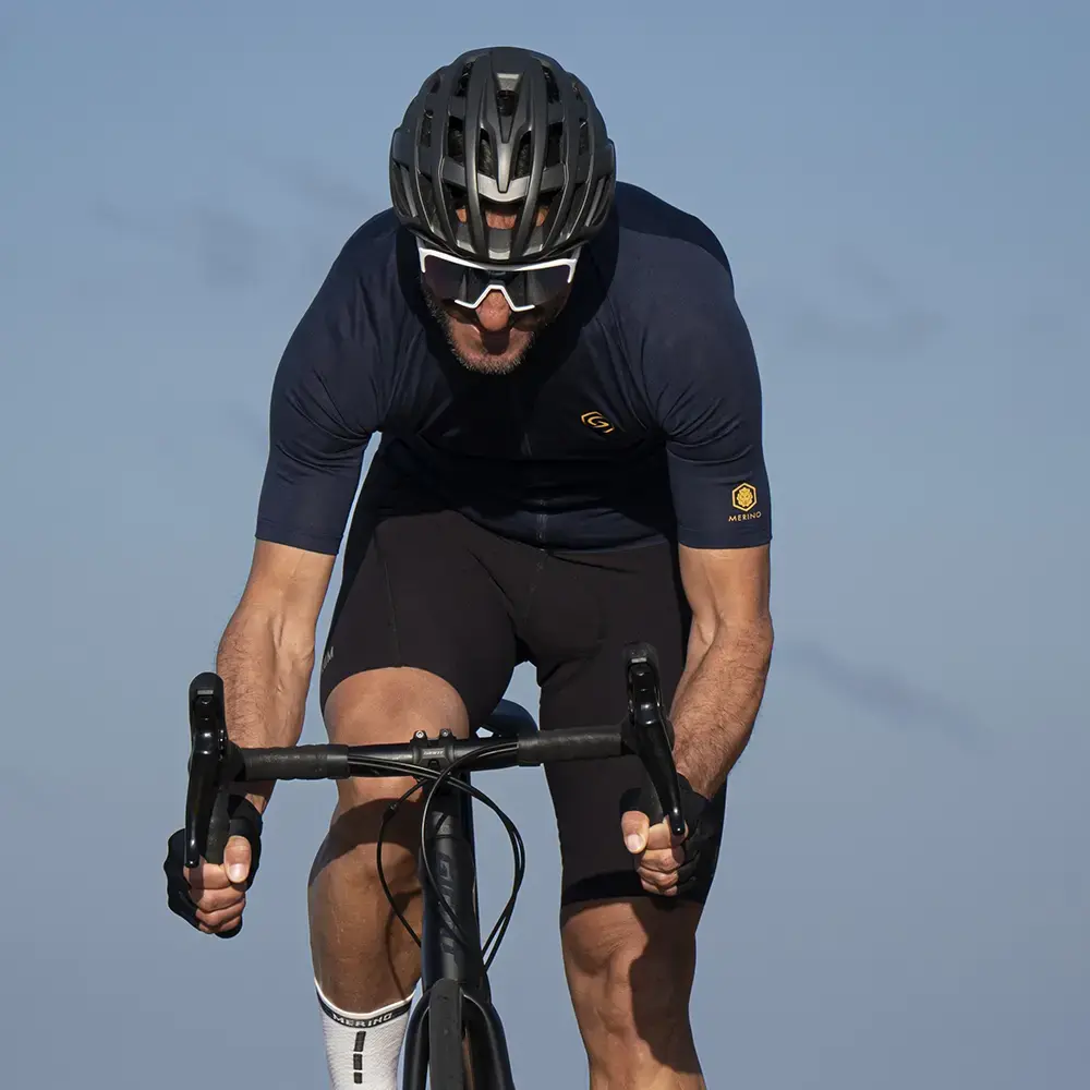 FUTURUM JONA Merino Fietsshirt Korte Mouwen Donkerblauw Heren