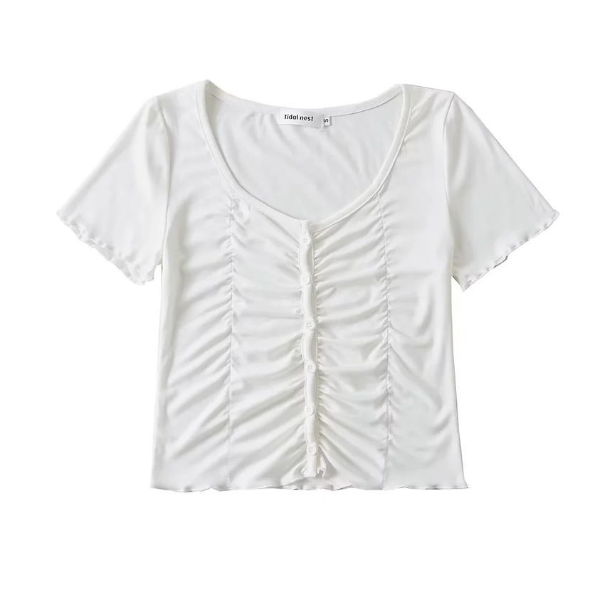 Asiris - Kort mouwloos geplooid slim-fit crop top