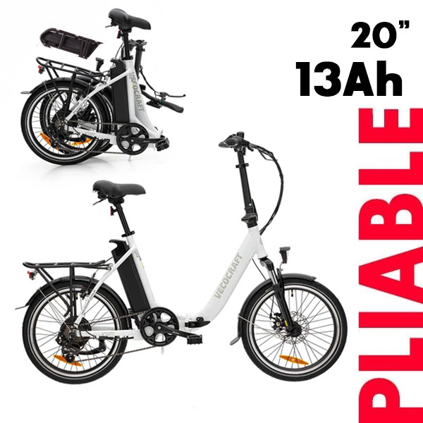 Vélo électrique pliable E-PAX 20'' 13Ah VecoCraft Blanc