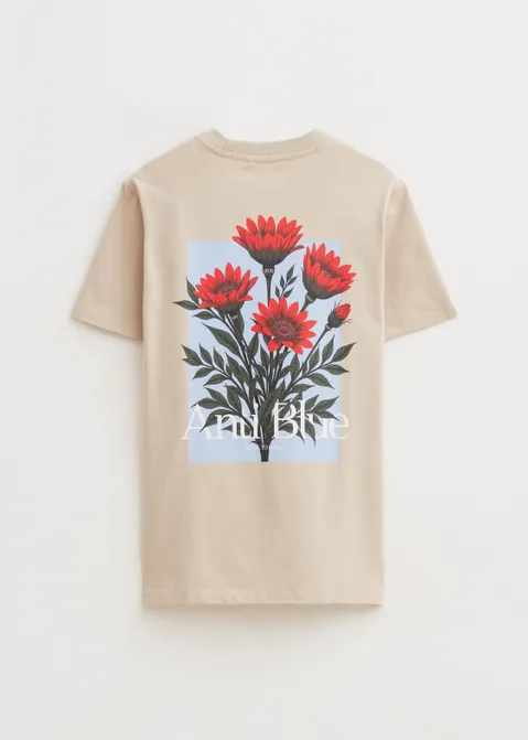 T-shirt met print red flower zand (ZND.L)