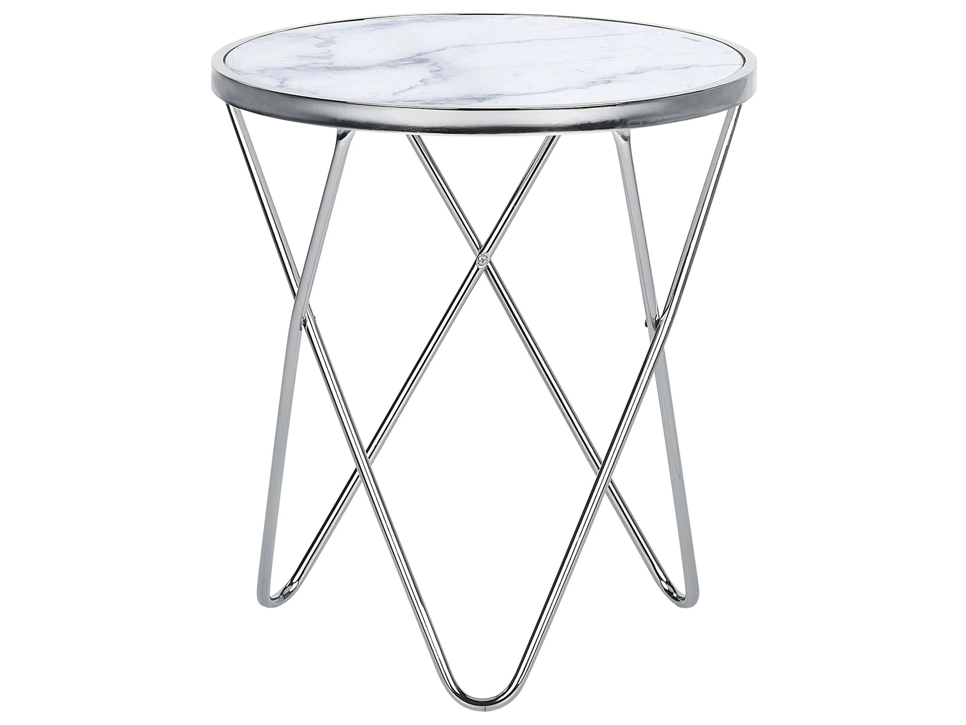 Bijzettafel MERIDIAN Veiligheidsglas Marmer/zilver