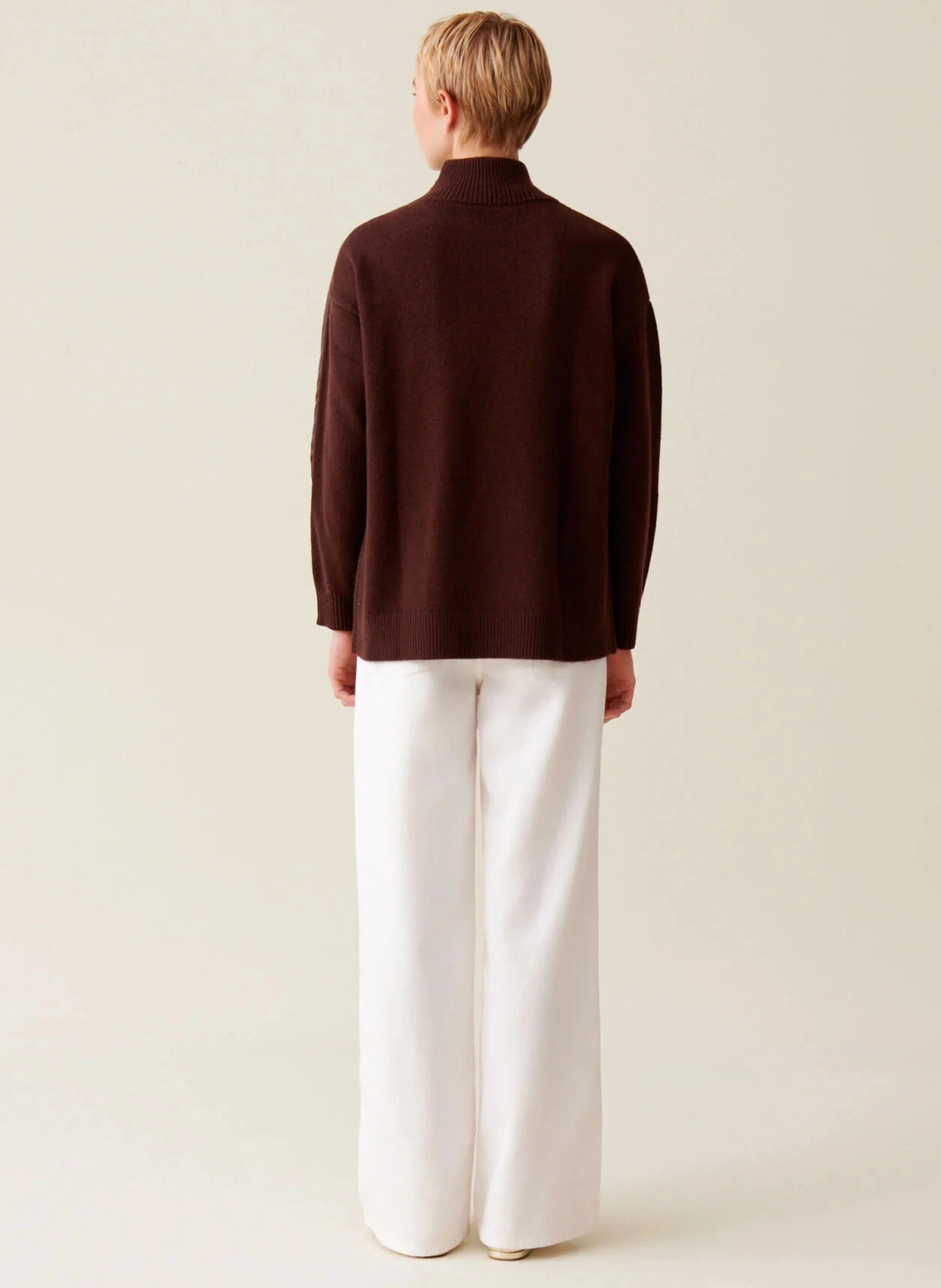 Pull zippé en laine mélangée | Marron