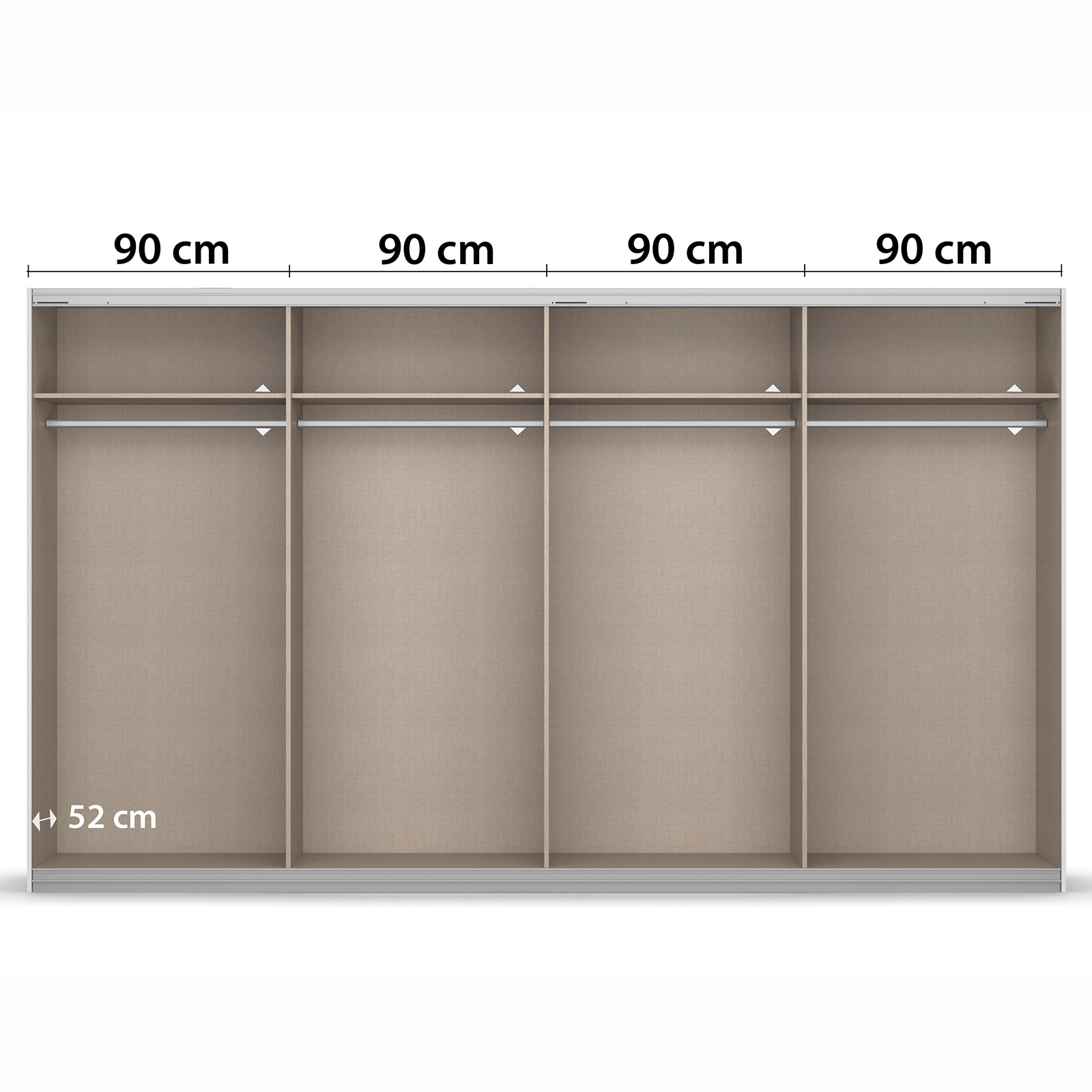 Schwebetürenschrank - Eiche Artisan - 4-türig - 360 cm