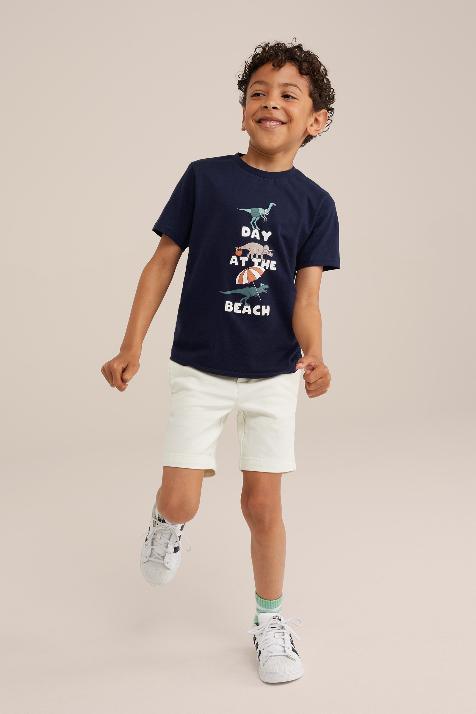 Jongens T-shirt met opdruk WE Fashion Marineblauw